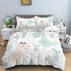 Housse de couette dinosaure blanche pour enfant