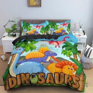 Housse de couette dinosaure colorée pour chambre enfant