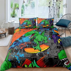 Parure de lit dinosaure pour deux personnes
