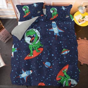Parure de lit double dinosaure colorée et amusante