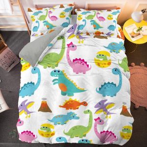 Parure de lit dinosaure colorée pour enfants