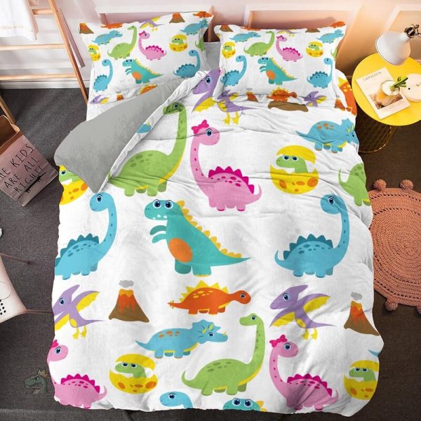 housse-de-couette-dinosaure-couleurs-eveil-1 Parure de lit dinosaure colorée pour enfants