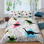 Housse de couette dinosaure géométrique colorée