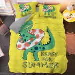 Housse de couette dinosaure estivale colorée pour chambre enfant