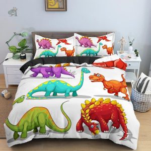 Housse de couette dinosaure gentil pour chambre d'enfant