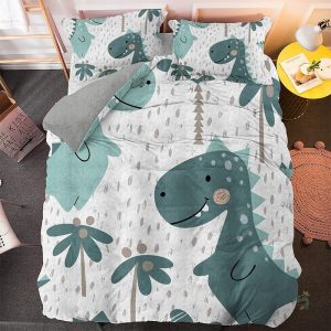 Housse de couette dinosaure grise pour chambre enfant