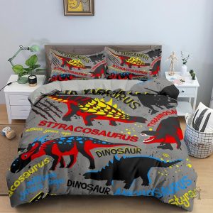 Housse de couette dinosaure grise pour adolescent