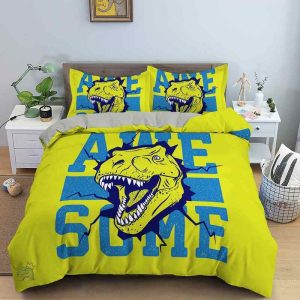 Housse de couette dinosaure jaune pour adolescents