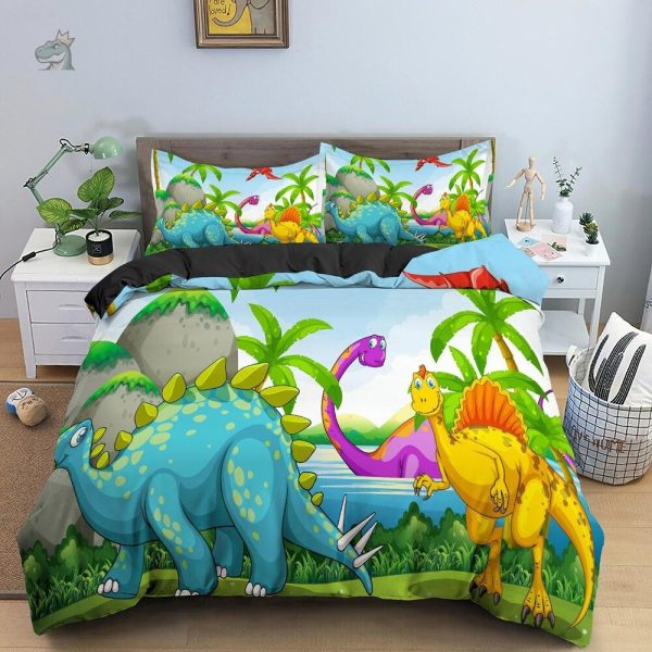 Housse de couette dinosaure mignonne pour chambre enfant