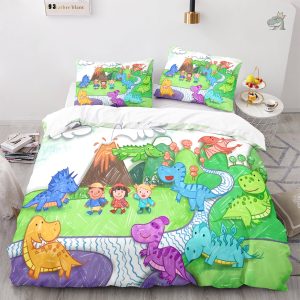 Housse de couette dinosaure colorée pour chambre d'enfant