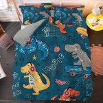 Parure de lit dinosaure train