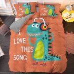 Housse de couette dinosaure en coton pour fille