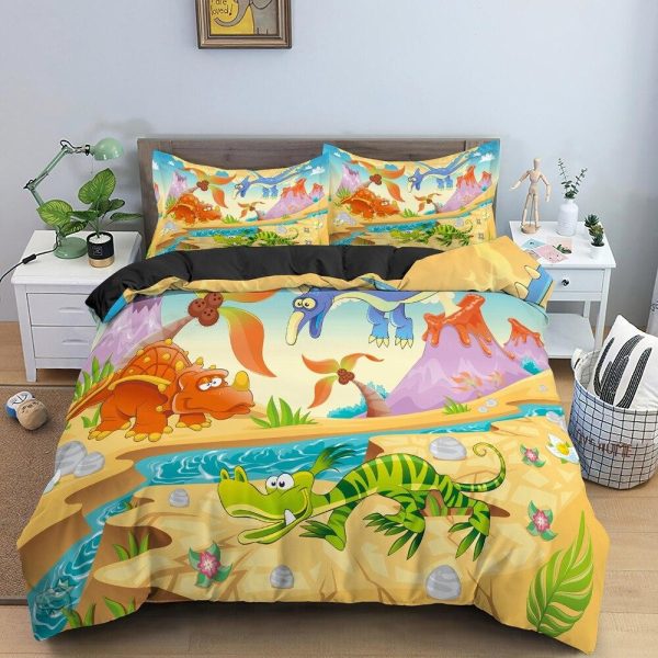 housse-de-couette-dinosaure-prehistorique-1 Parure de lit dinosaure imprimé pour une chambre enfantine