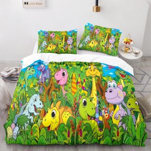 Housse de couette dinosaure amicale pour enfants