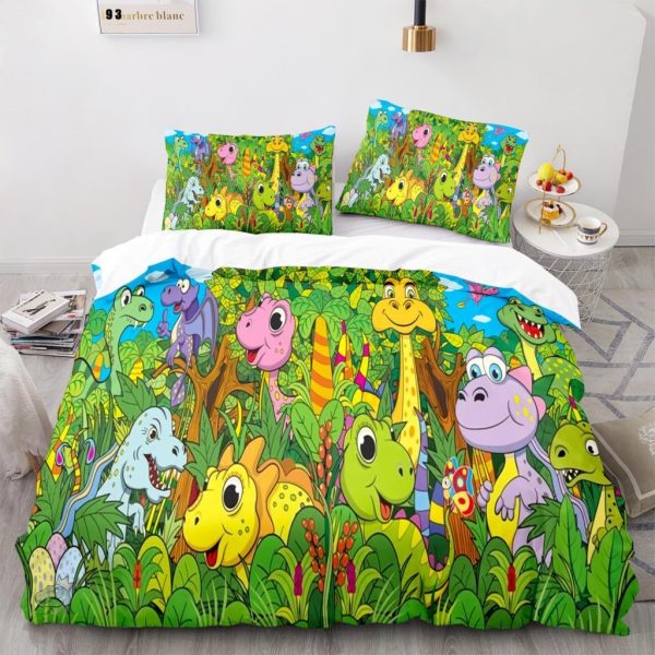 Housse de couette dinosaure amicale pour enfants