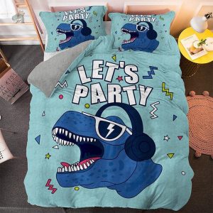 Housse de couette T-rex bleu pour chambre d'enfant