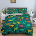 Housse de couette dinosaure verte pour chambre d'enfant