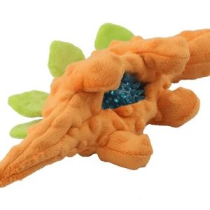 Doudou dinosaure en peluche, couleur orange, idéal pour les jeux
