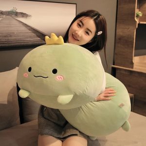 Peluche dinosaure verte 60 cm, douce et câline