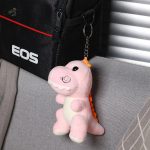 Peluche dinosaure rose en version porte-clé kawaii
