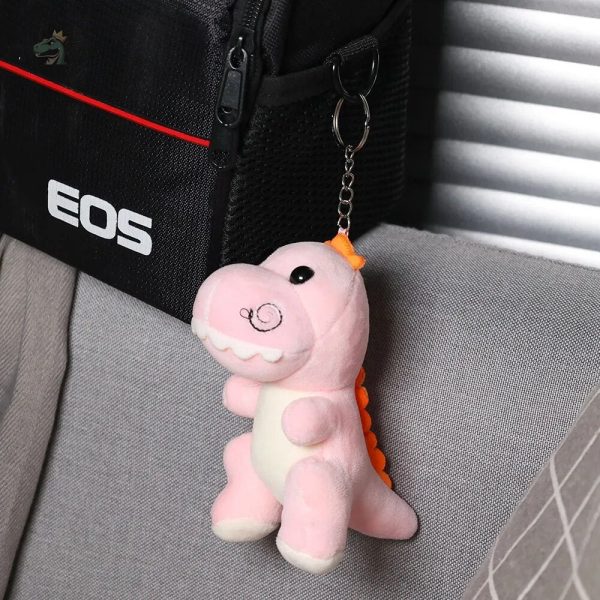 Peluche dinosaure rose en version porte-clé kawaii