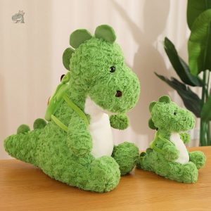 Doudou dinosaure vert de grande taille