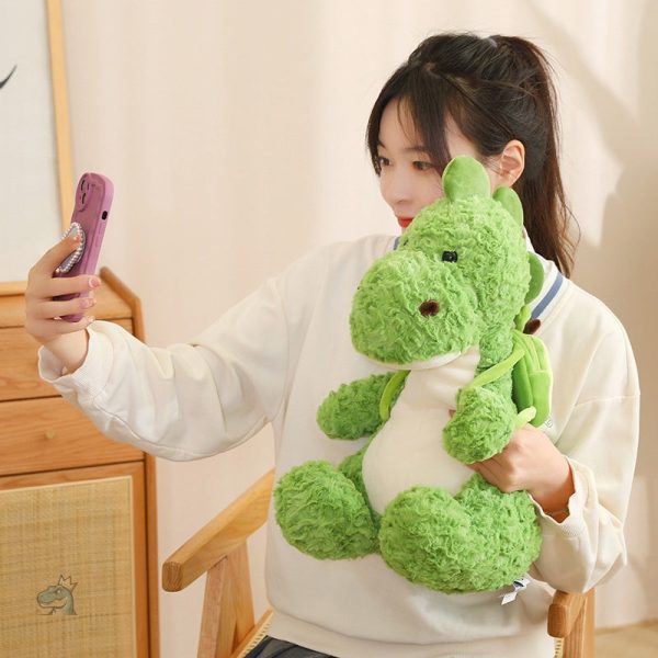 Dinosaur plush toy in vibrant green