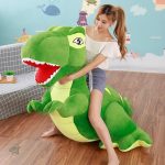 Dino en peluche vert, taille généreuse, doux et câlin