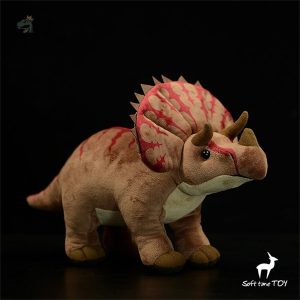 Peluche Triceratops brun, douce et câline