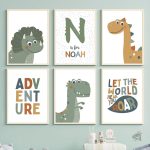 Poster dinosaures coloré pour décoration murale