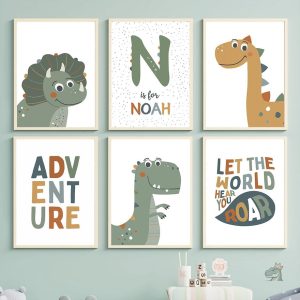 Poster dinosaures coloré pour décoration murale