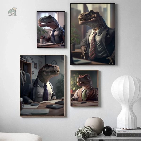 poster-dinosaure-xxl-1 Poster dinosaure gentleman en illustration colorée