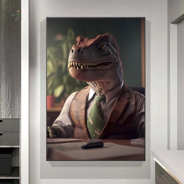 Illustration de dinosaure en costume avec monocle
