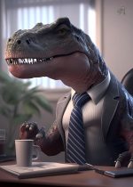 Affiche humoristique d'un dinosaure élégant
