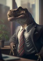 Affiche dinosaure gentleman avec chapeau haut de forme