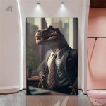 Poster d'art unique d'un dinosaure sophistiqué