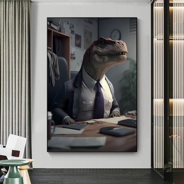 Affiche de dinosaure à l'allure gentleman