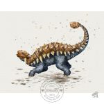 Affiche artistique de dinosaures et personnages Marvel