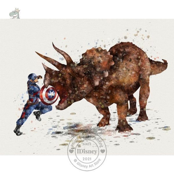 Design unique de dinosaure face à des icônes Marvel