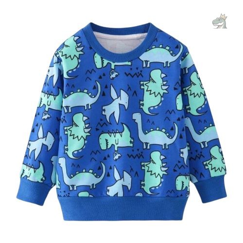 pull-dinosaure-1-1 Pull bleu dinosaure pour enfants, design amusant et coloré