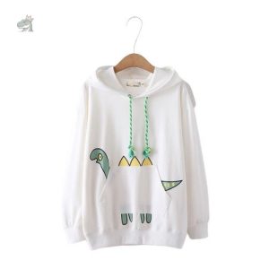 Pull dinosaure blanc pour adulte, style décontracté et fun