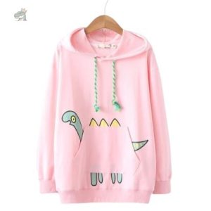 Pull dinosaure femme rose, style amusant et décontracté