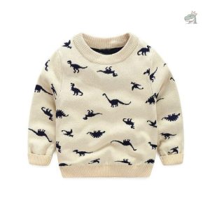 Pull dinosaure blanc pour garçon, style ludique et amusant