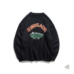 Pull dinosaure noir pour homme, style décontracté et original
