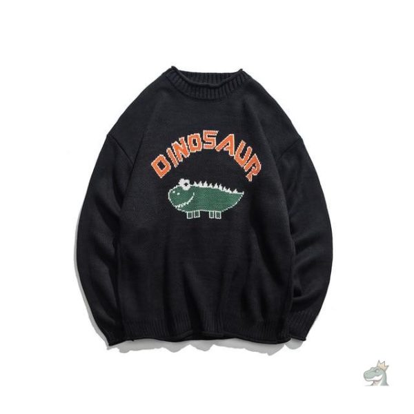 pull-dinosaure-homme-1 Pull dinosaure noir pour homme, style décontracté et original