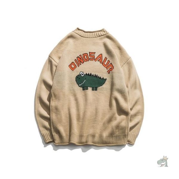 pull-dinosaures-adulte-1 Pull Dinosaures adulte blanc, design amusant et original