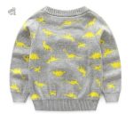 Pull Dinosaure gris et jaune pour enfant, style ludique