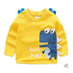 Pull dinosaure jaune pour fille, style ludique et coloré