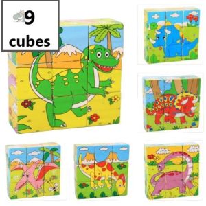 Puzzle dinosaure en cubes progressifs colorés