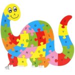 Puzzle Dinosaure avec lettres de l'alphabet colorées